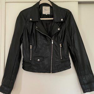 Zara Cropped Black Faux Leather Jacket